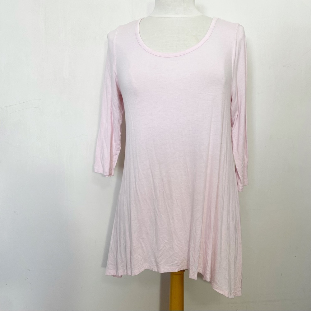 FALLS CREEK soft tunic length sharkbite tee scoop neck 3/4 sleeves S